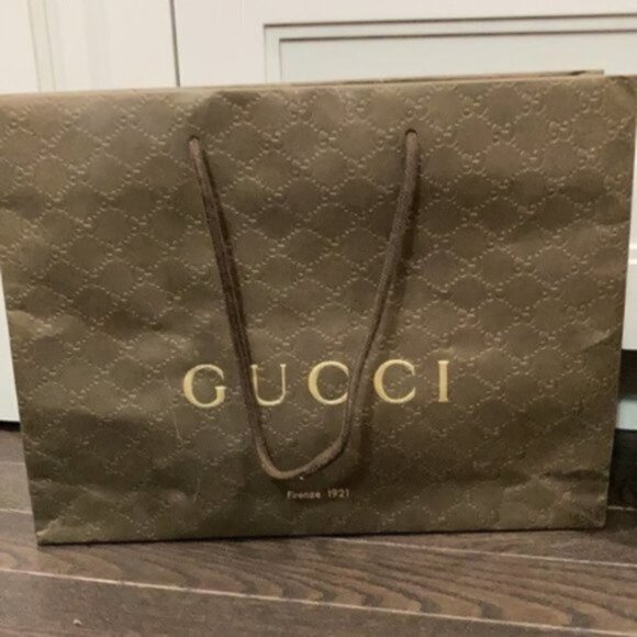 Gucci Brown  Embossed Paper Bag - Picture 1 of 3